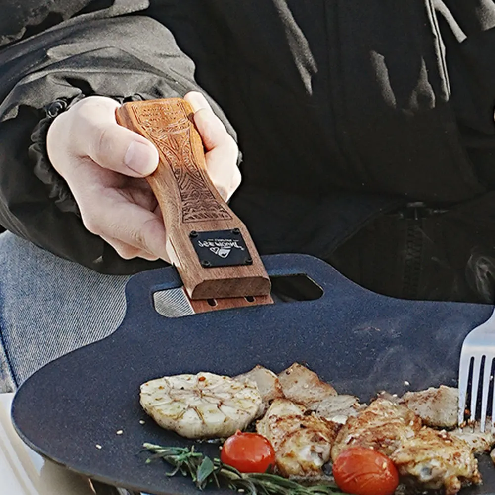 Camping Cooking Hardware - Outdoor Natural Wood Grill Pan Handle