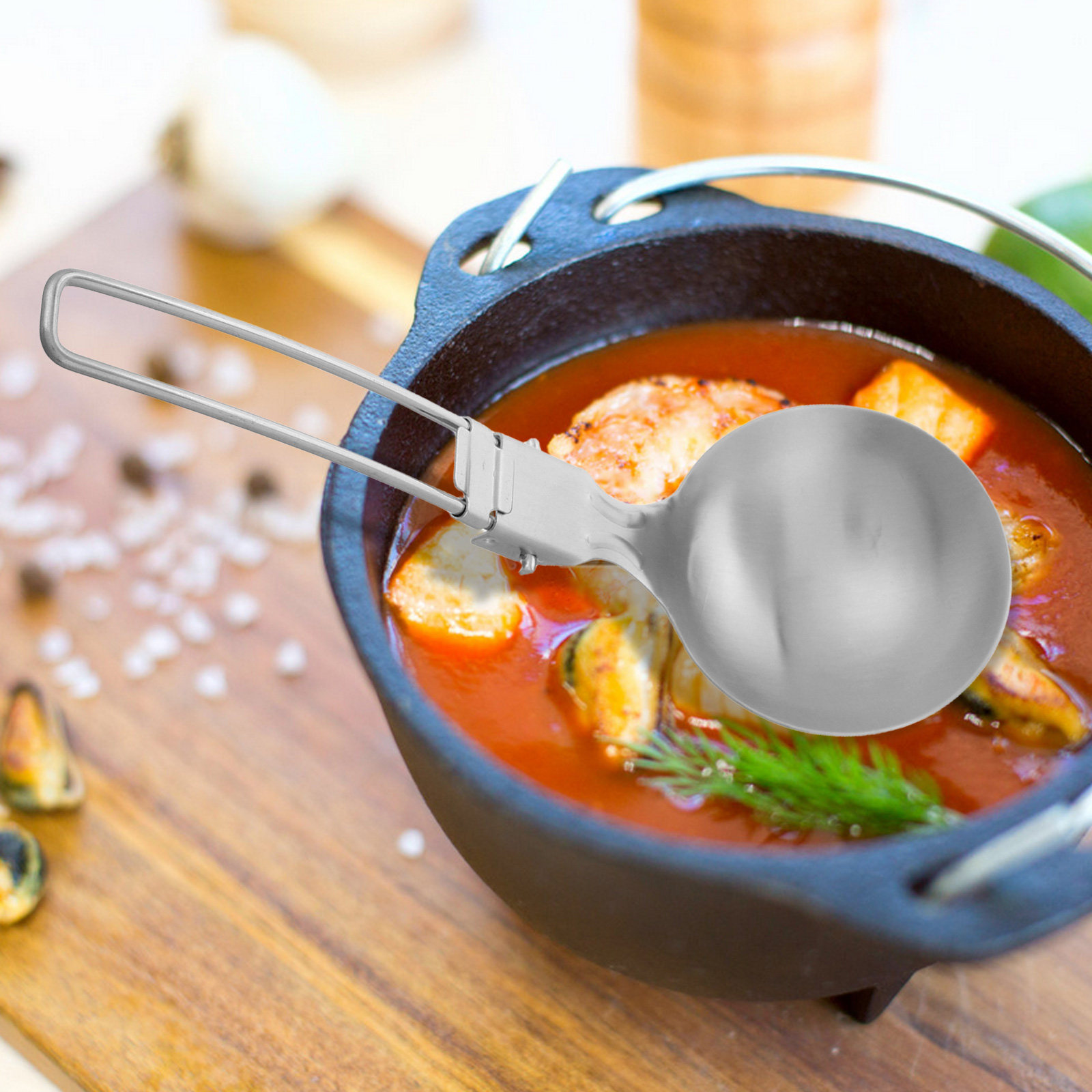 Camping Cooking Set Compact - 2Pcs Foldable Stainless Steel Soup Ladle