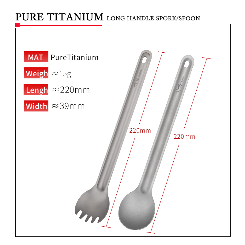 TiTo Titanium Spork Spoon Long - Camping Cooking Hardware recension och pris