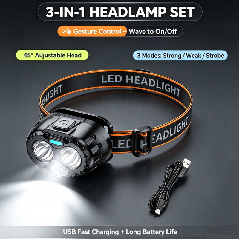 Powerful LED Headlamp IPX4 Wat - Camping Cooking Fish recension och pris