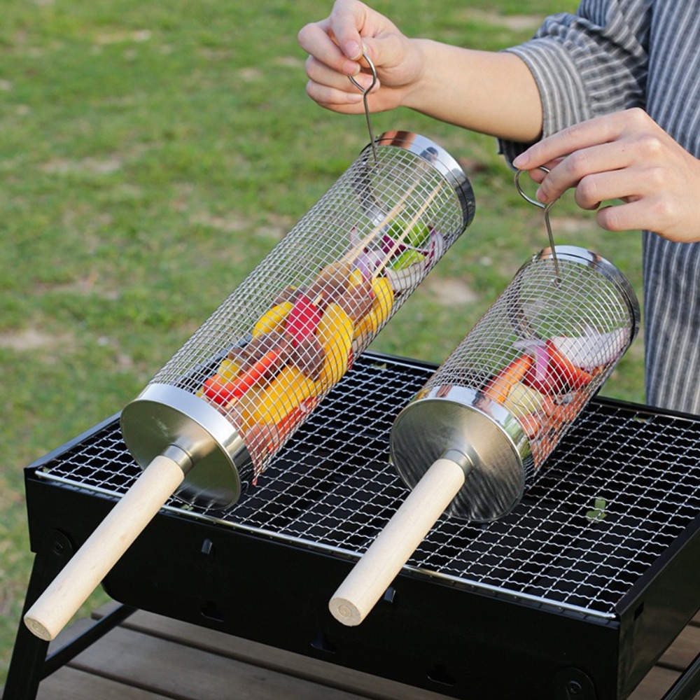 Stainless Steel Rolling BBQ Gr - Camping Cooking Device recension och pris