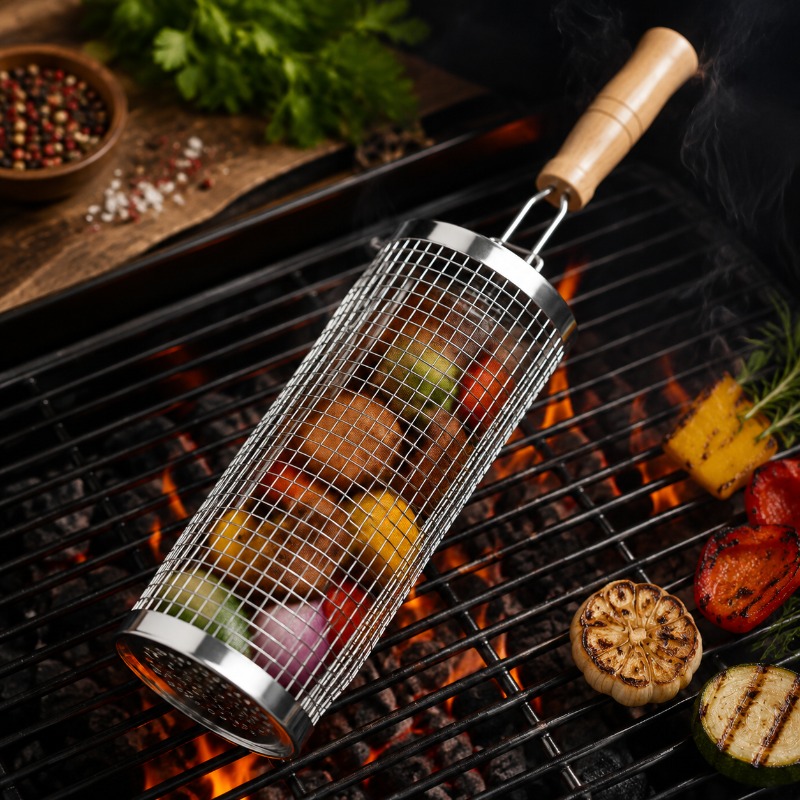Round Barbecue Grill Basket Se - Camping Cooking Device recension och pris